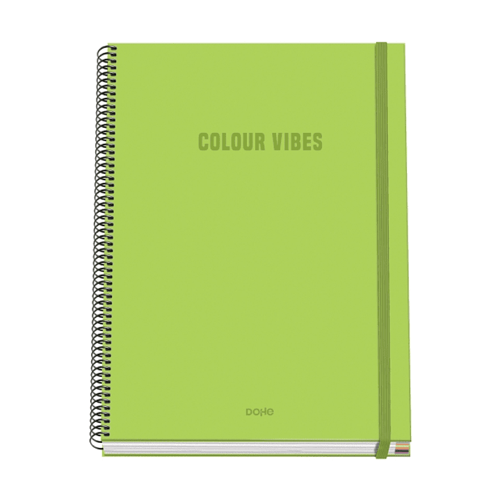 Dohe Colour Vives Cuaderno Espiral A4 100 Hojas Microperforadas Cuadricula 5mm - Tapa Dura Carton Forrado - Cierre de Goma - Bandas de Color - Color V 1