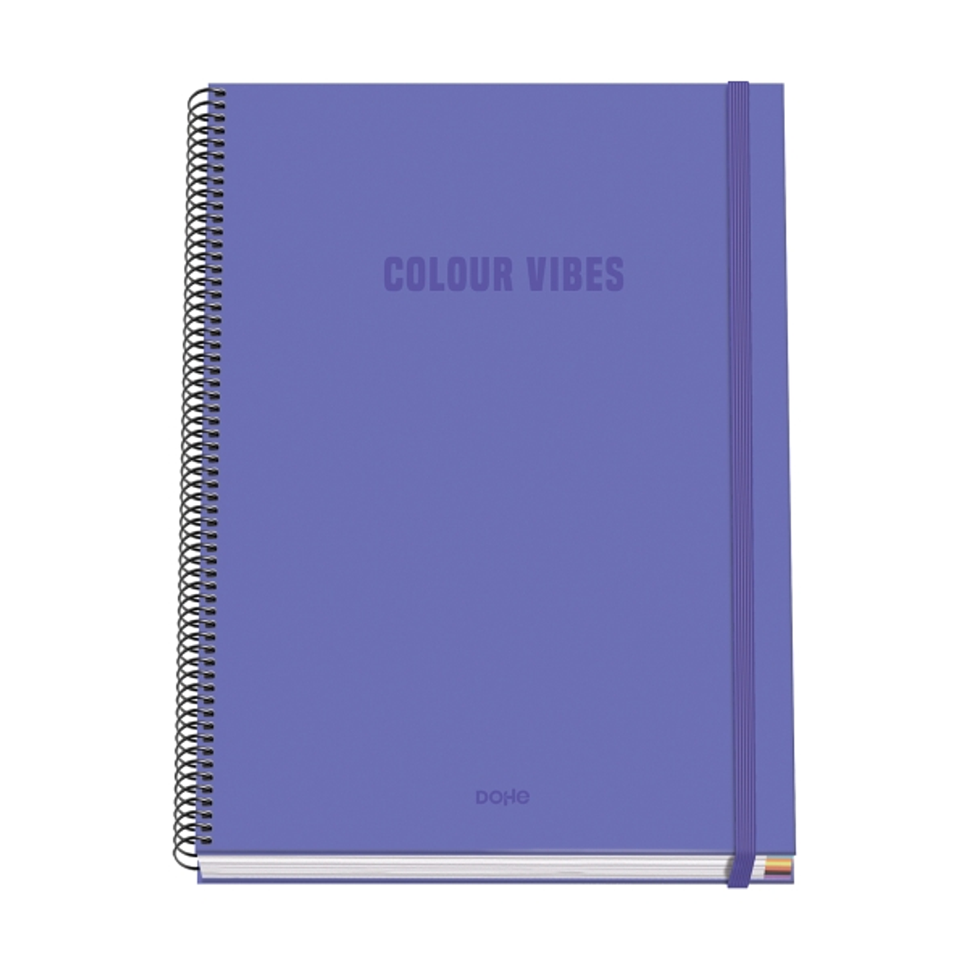 Dohe Colour Vives Cuaderno Espiral A4 100 Hojas Microperforadas Cuadricula 5mm - Tapa Dura Carton Forrado - Cierre de Goma - Bandas de Color - Color M 1