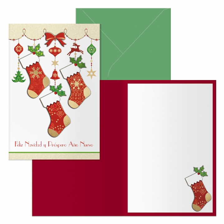 Dohe Calcetines Pack de 6 Tarjetas de Felicitacion Navideña con Sobre - Tamaño Cerrada 11.5x17cm, Abierta 23x17cm - Papel Offset - Impresas a todo Col 1