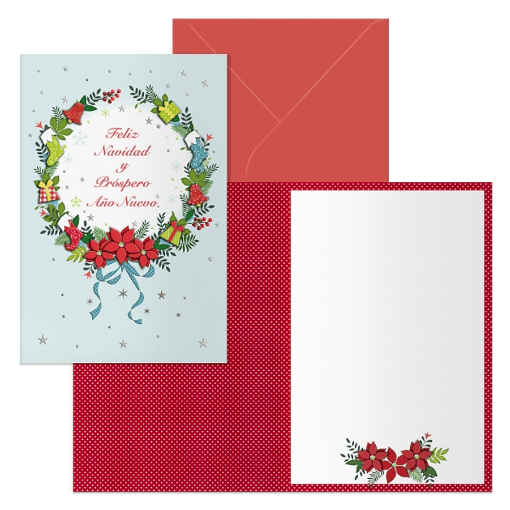 Dohe Holly Pack de 6 Tarjetas de Felicitacion Navideña con Sobre - Tamaño Cerrada 11.5x17cm, Abierta 23x17cm - Papel Offset - Impresas a todo Color 1