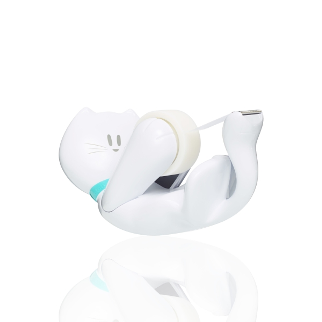 Scotch Magic Dispensador de Cinta Adhesiva - Forma de Gato - Incluye 1 Rollo de 19mm x 8.89m - Color Blanco 1
