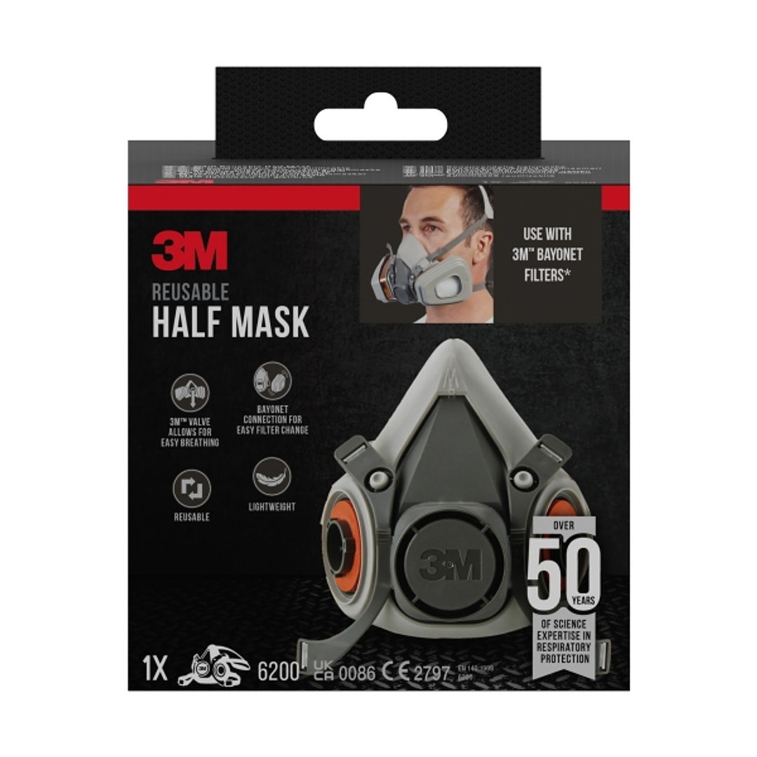 3M Mascarilla de Media Cara - Filtros No Incluidos - Reutilizable - Formato Mediano - Color Gris 1
