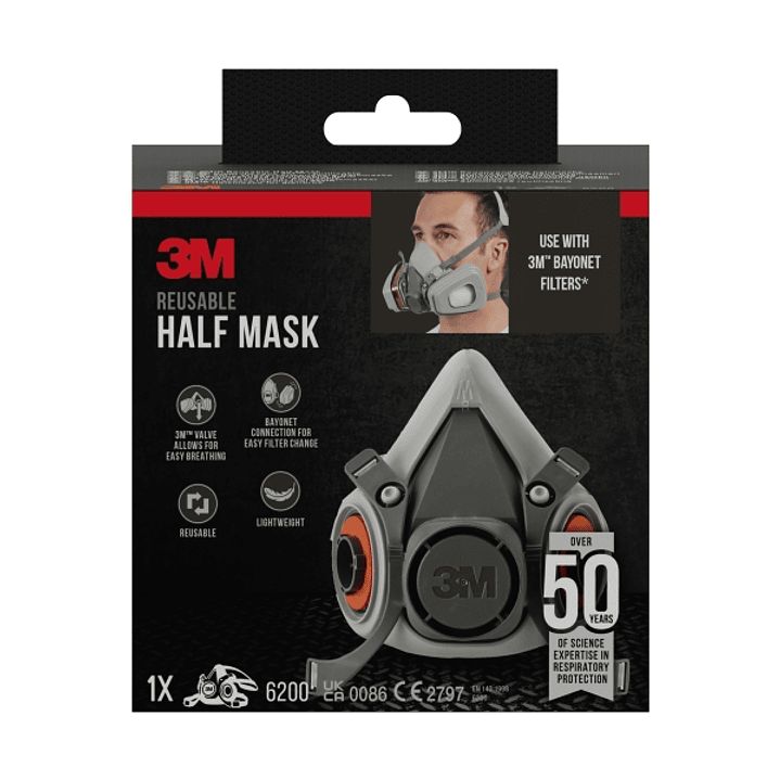 3M Mascarilla de Media Cara - Filtros No Incluidos - Reutilizable - Formato Mediano - Color Gris 1