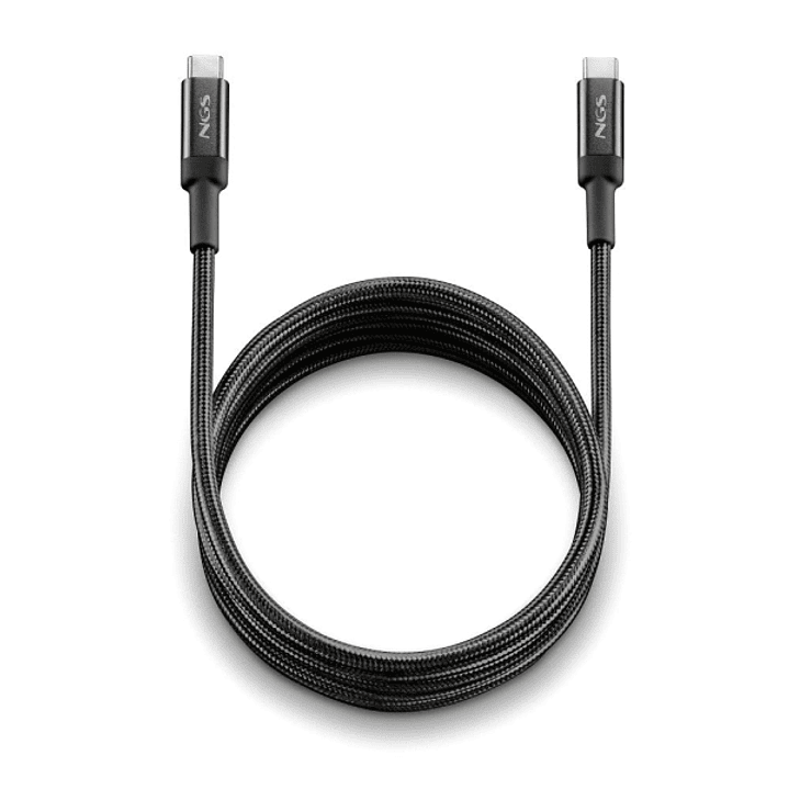 NGS Cable 2.0 USB-C Macho a USB-C Macho - Carga Ultrarapida hasta 100W - Longitud 3m - Color Negro 1