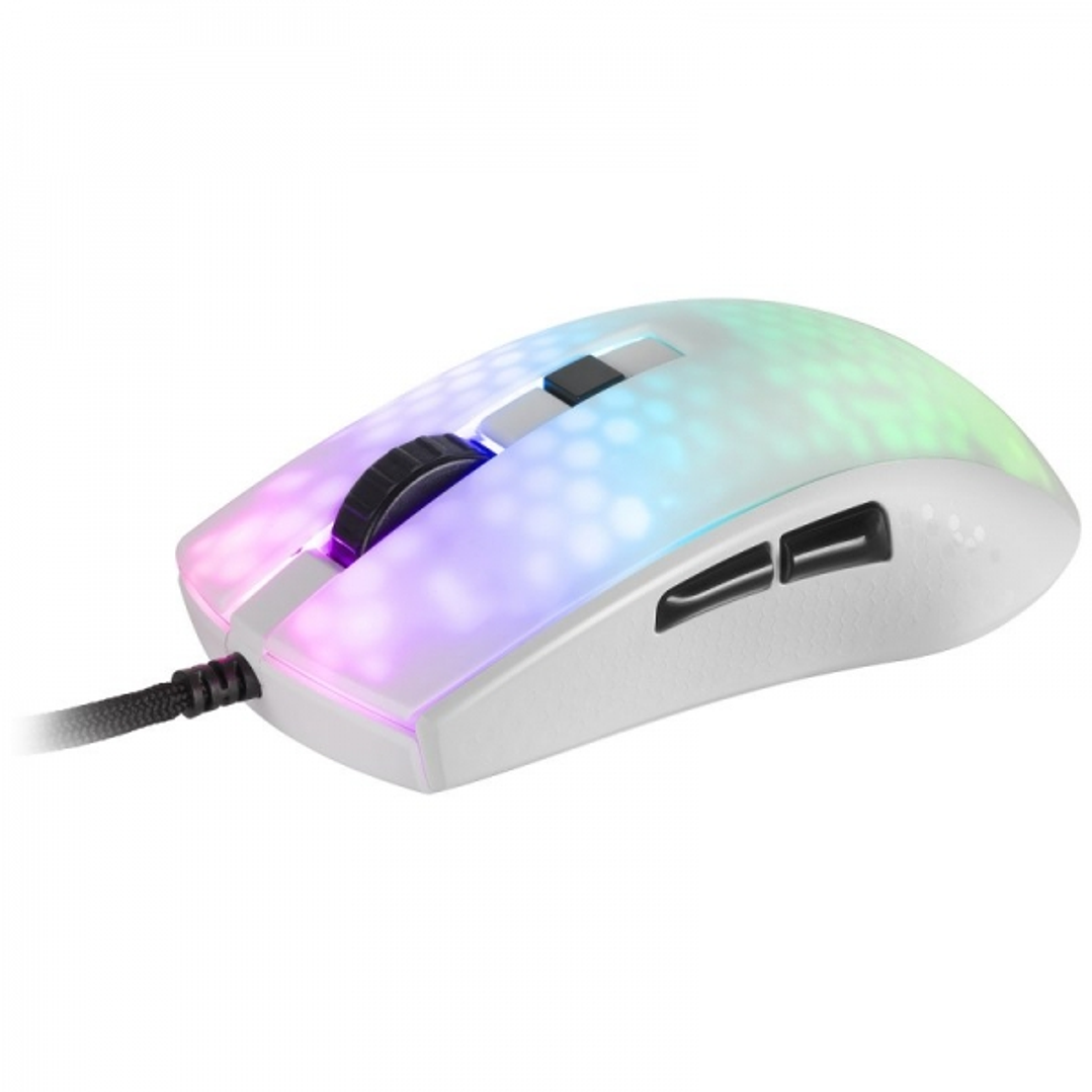 Mars Gaming MMR Raton Gaming Ultraligero - 58g - Iluminacion RGB - Sensor Optico 12800 DPI - Switches Mecanicos Huano - Cable Feather Paracord - Color 1