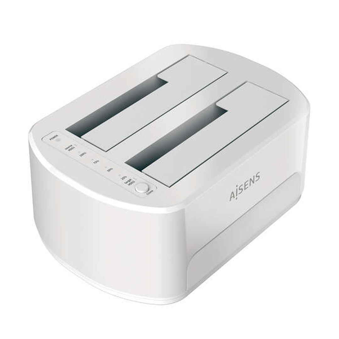Aisens Estacion de Docking de Doble Bahia ASDS-D02W Sata 2.5/3.5 a USB 3.0/3.1 Gen1 - Clone - Color Blanco 1
