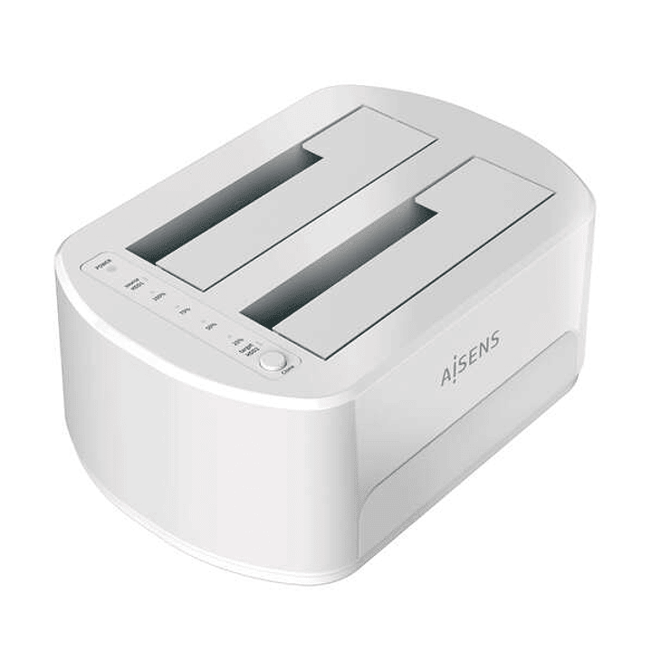 Aisens Estacion de Docking de Doble Bahia ASDS-D02W Sata 2.5/3.5 a USB 3.0/3.1 Gen1 - Clone - Color Blanco 1
