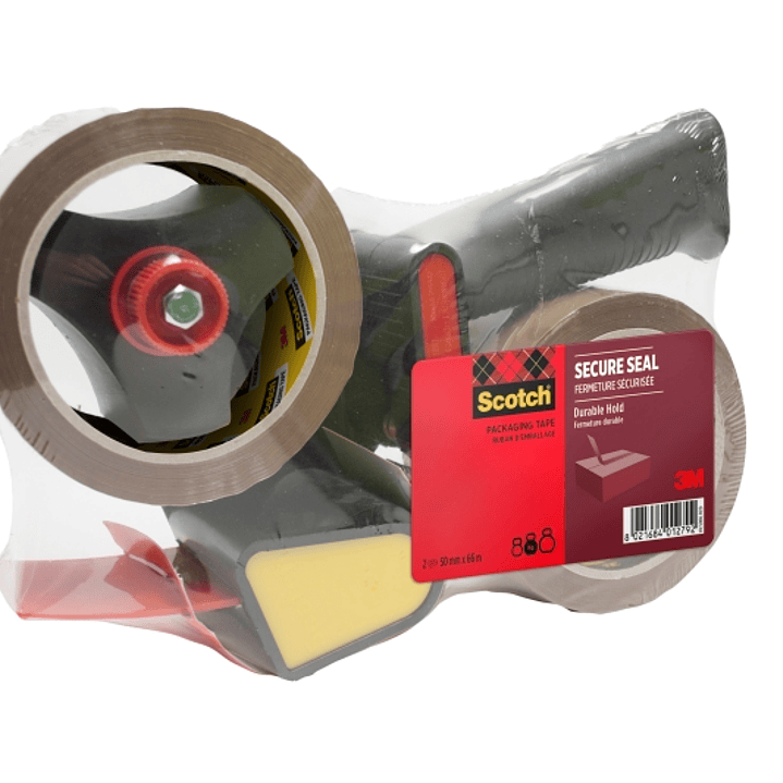 Scotch Dispensador de Precinto - Incluye 2 Rollos de 50mm x 66m - Mango de Pistola - Sellado Seguro - Color Marron 1