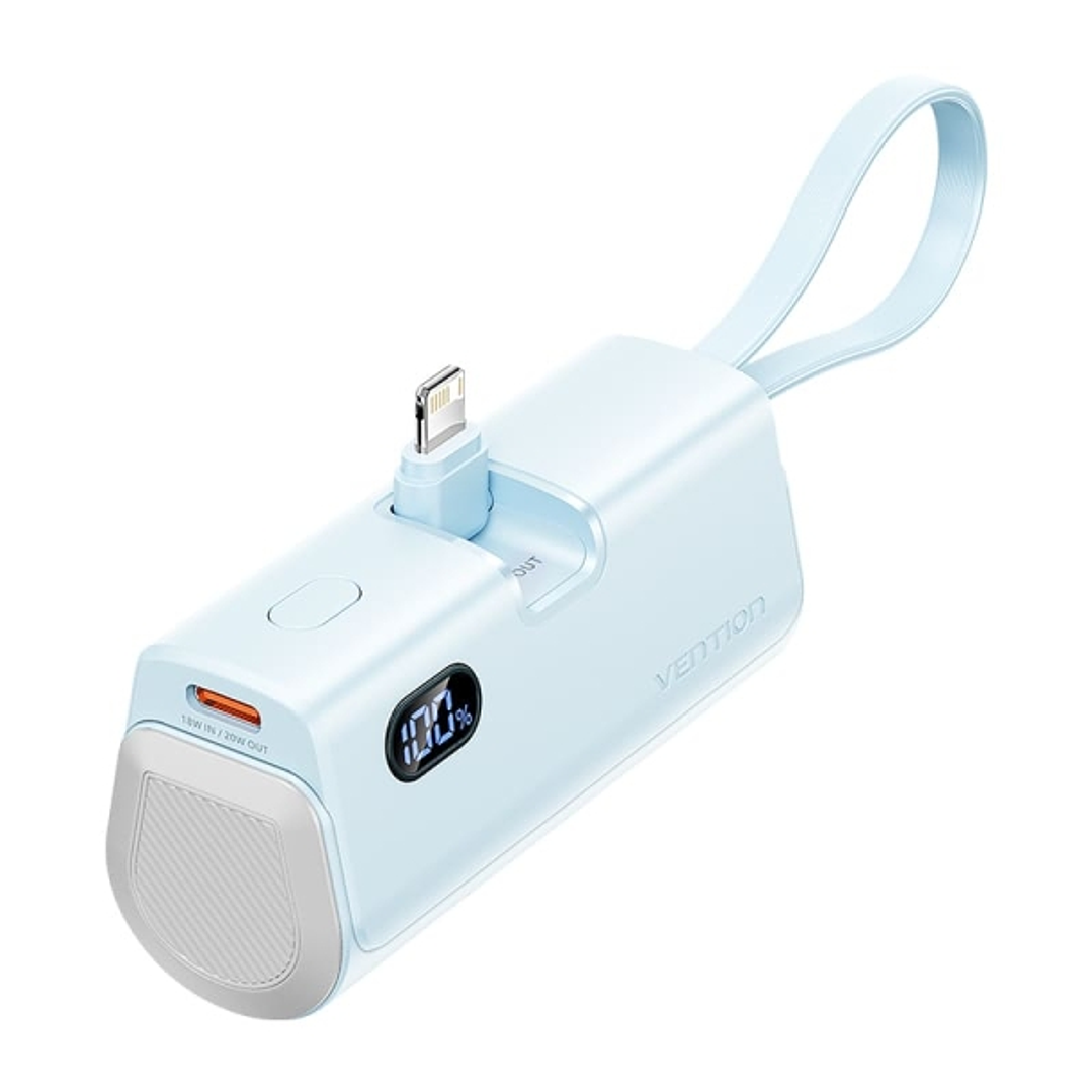 Vention PowerBank 4800mAh - Lightning - Carga Rapida 22.5W - Conector Plegable - Color Azul 1