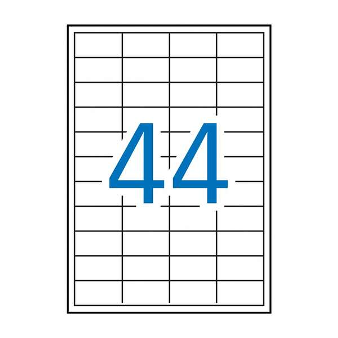 Apli Pack de 4.400 Etiquetas Rectangulares 48.5x25.4mm - 100 Hojas por 44 Etiquetas - Adhesivo Permanente - Cantos Rectos - Color Blanco 1