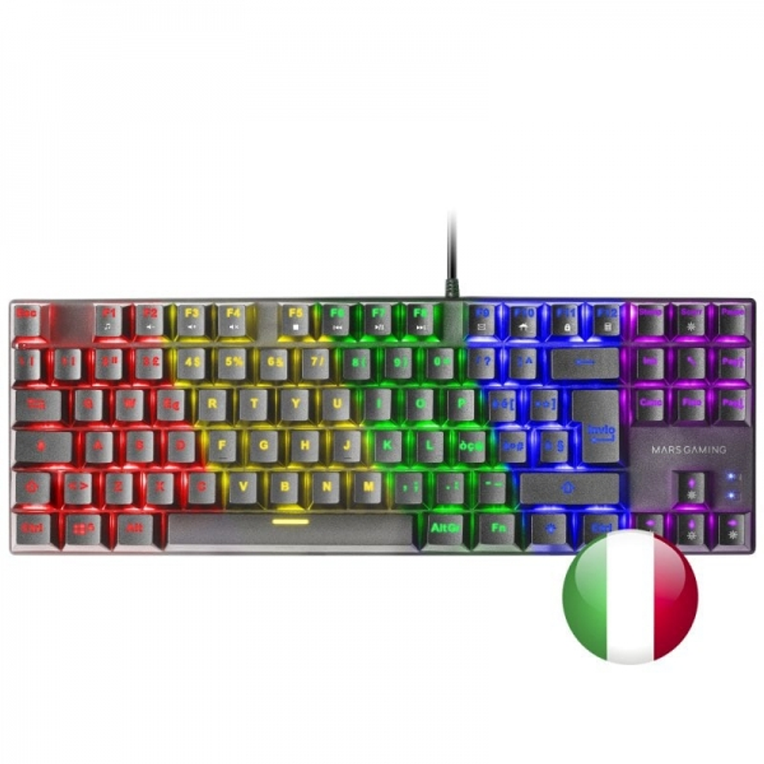 Mars Gaming MK80 Teclado Gaming Mecanico - TKL Compacto - Iluminacion RGB - Switches Antipolvo - Teclas Imborrables - Multiplataforma - Anti-Ghosting  1