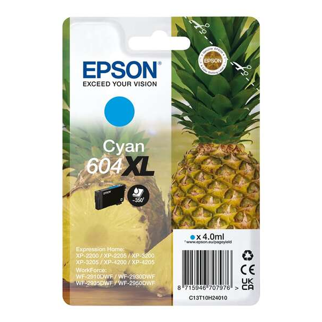 Epson 604XL Cyan Cartucho de Tinta Original - C13T10H24010 1