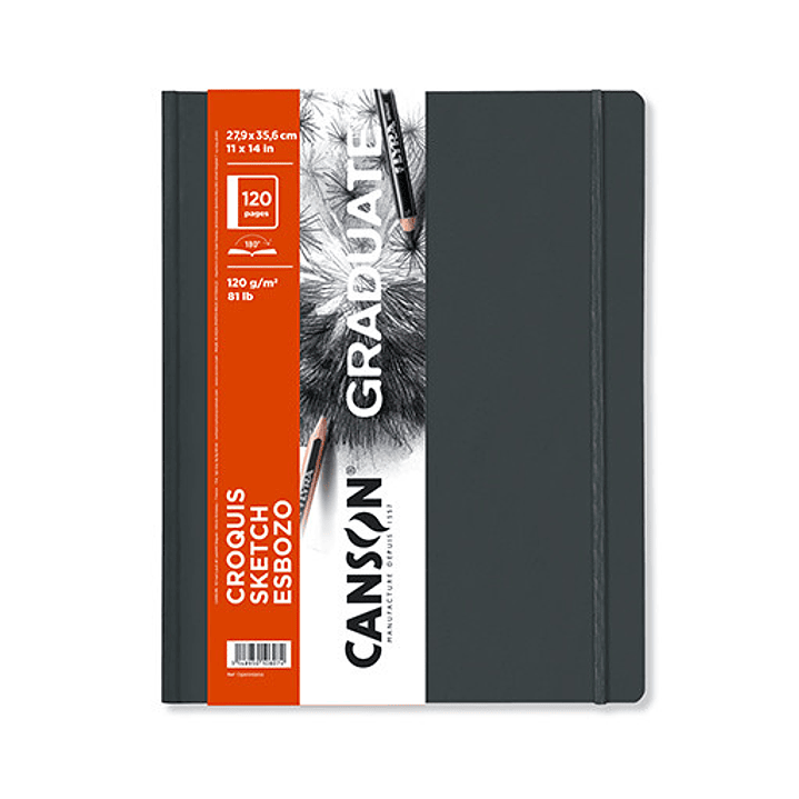 Canson Graduate Sketch Cuaderno con 60 Hojas - 27.9x35.6cm - 120g - Grano Fino - Tapa Dura - Color Blanco 1