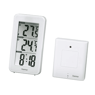 Hama Ews-152 Estacion Meteorologica - Reloj - Pantalla Digital - Sensor Exterior - Radiofrecuencia - Termometro - Higrometro - 6x1.3x11cm - Color Blan