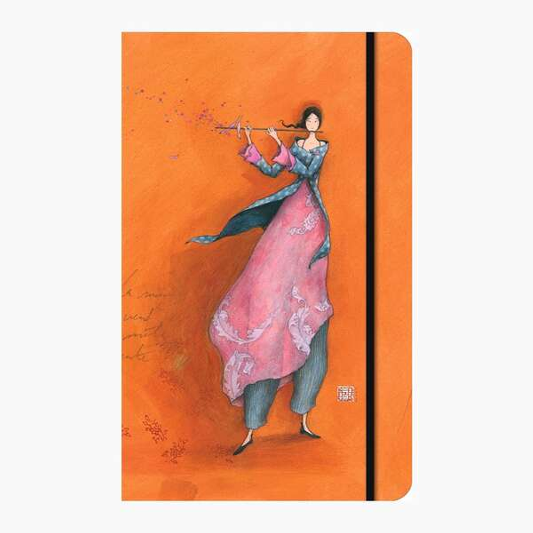 Pictura Gaëlle Boissonnard Cuaderno de Tapa Dura - 13x21cm - Cierre con Cinta Elastica - Cinta de Raso para Marcar La Pagina - 192 Paginas con Lineas 1