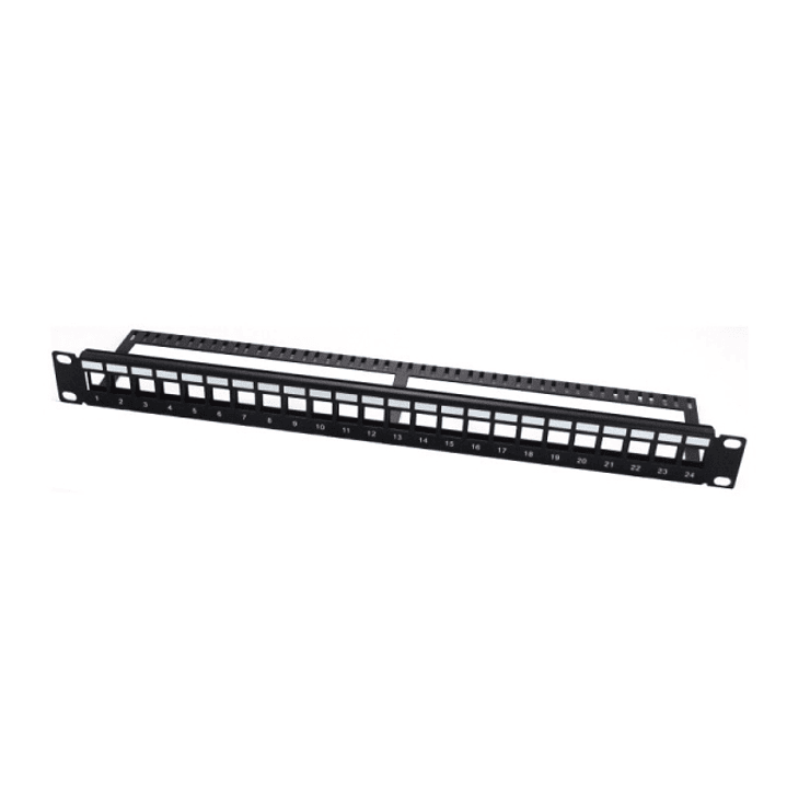 WP Patch Panel de 24 Puertos RJ45 UTP - 1U IDC sin Apantallar - Color Negro 1