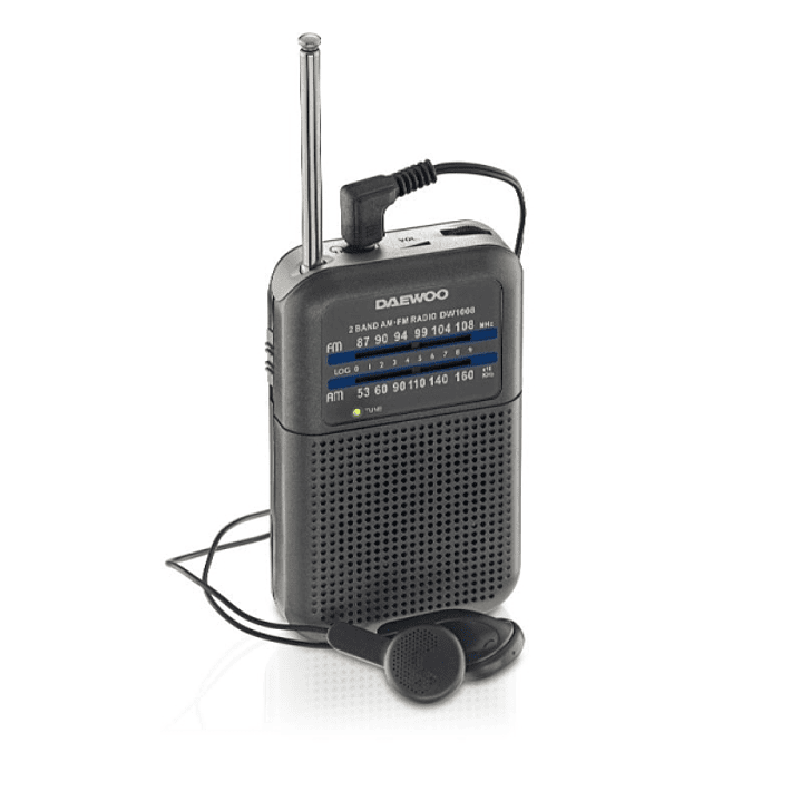 Daewoo DW1008 Radio Portatil AM/FM - Antena Telescopica y Sintonizacion Analogica Precisa - Altavoz Integrado - Salida Auriculares Jack 3.5mm - Compac 1