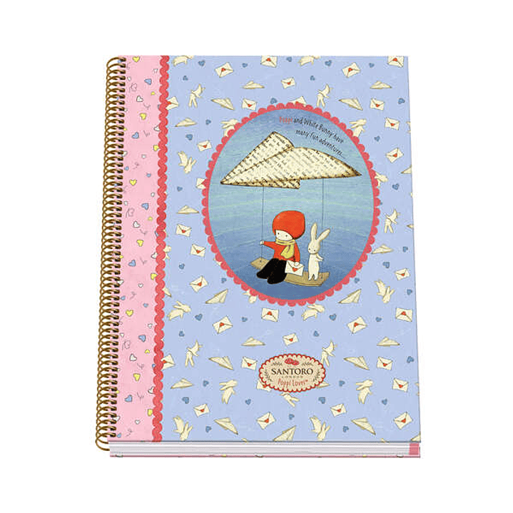 Dohe Santoro Poppi Loves Messenger Cuaderno Espiral Tapa Dura - Tamaño A4 de 100 Hojas 90gr - Hojas Microperforadas con 4 Taladros - Cuadricula 5mm 1