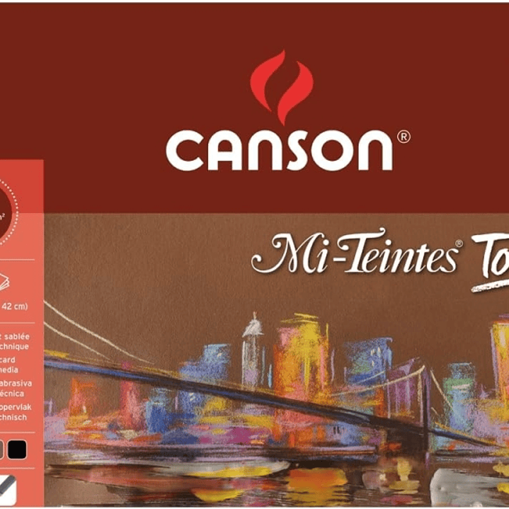 Canson Mi-Teintes Touch Bloc con 12 Hojas 350 g/m² - Tamaño 29.7 x 42cm - Superficie Microabrasiva Finamente Texturizada - Certificado FSC - Colores S 1