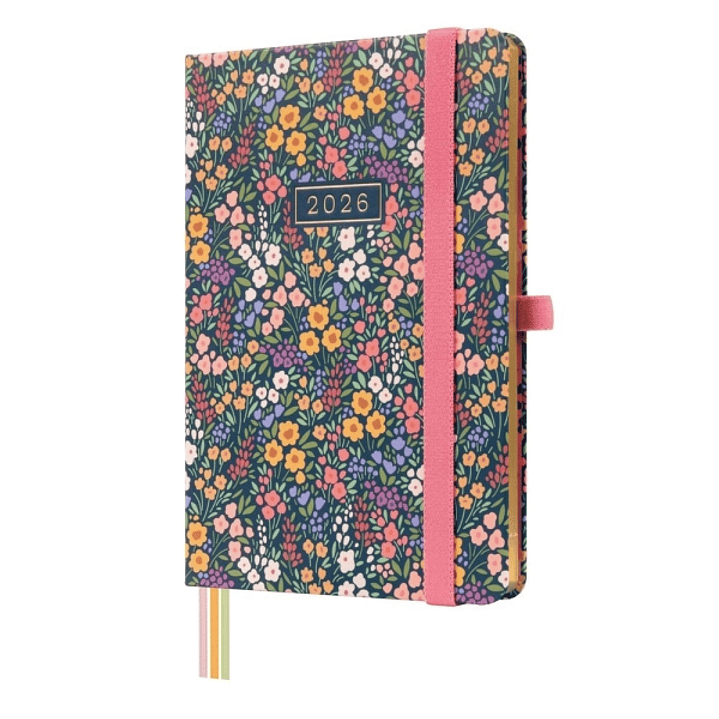 Finocam Minimal Design Agenda - Anual 2026 - Tapa Dura - Cierre con Goma Elastica - Formato M4 - 124x15x174mm - Semana Vista Horizontal - Tematica de  1