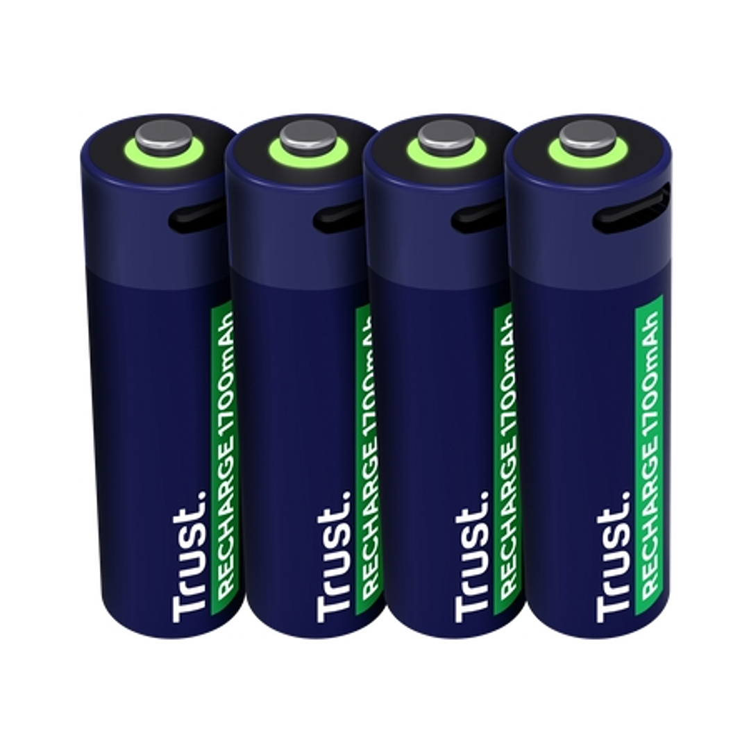 Trust Pack de 4 Pilas Recargables 1700 mAh AA 1