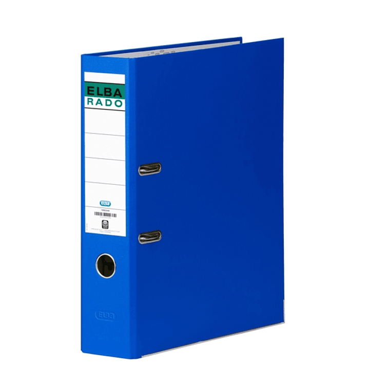 Elba Chic Archivador de Palanca Tamaño Folio - Lomo de 80mm - Con Ollao y Rado - Forrado Exterior PVC - Color Azul 1