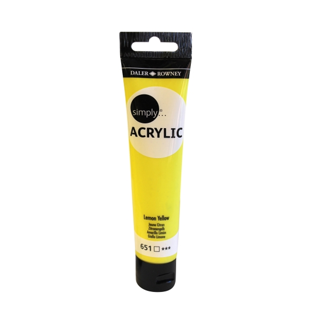 Daler Rowney Simply Pintura Acrilica - Tubo de Plastico - 75ml - Color Amarillo Limon 1