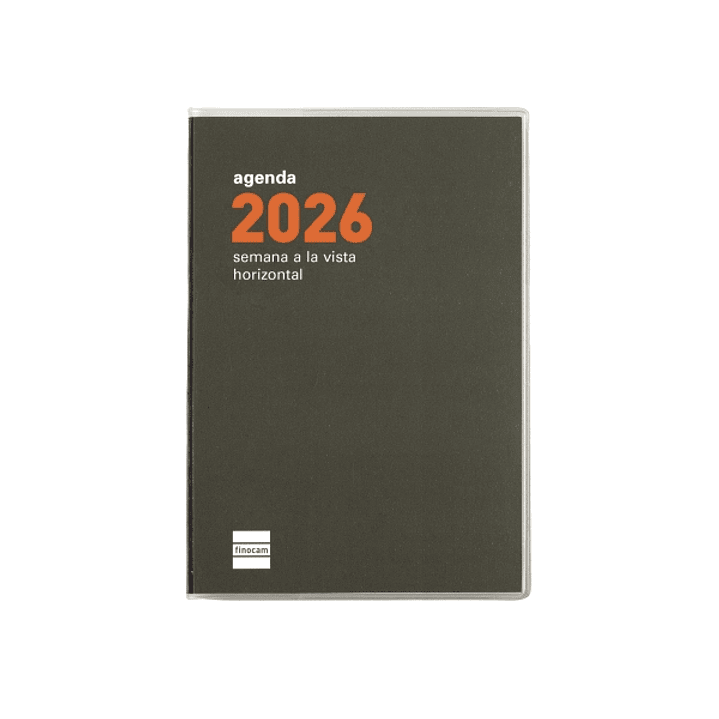 Finocam Min Agenda Plana - Anual 2026 - Formato Pl3 - 85x6x131mm - Semana Vista Horizontal - Color Verde Oscuro 1