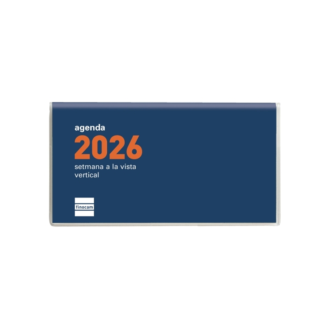 Finocam Coctel Agenda Plana en Catalan - Anual 2026 - Formato Pl1 - 121x6x6mm - Semana Vista en Vertical - Color Azul 1