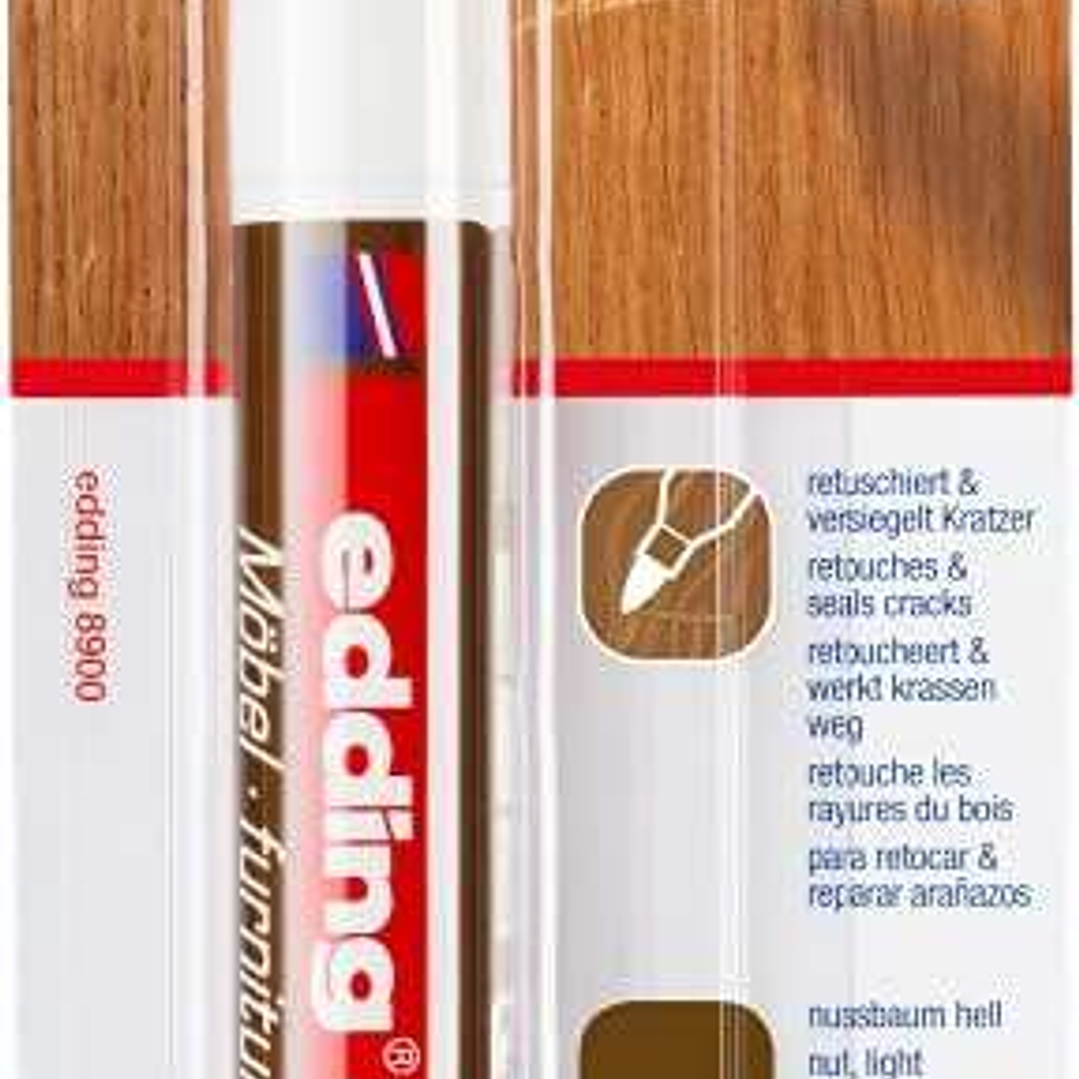Edding 8900 Rotulador Permanente para Muebles - Punta Redonda 1.5-2mm - Resistente a la Luz - Secado Rapido - Color Nogal Claro 1