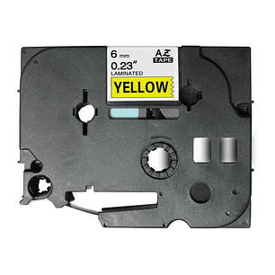 Brother TZe611 Cinta Laminada Generica de Etiquetas - Texto negro sobre fondo amarillo - Ancho 6mm x 8 metros