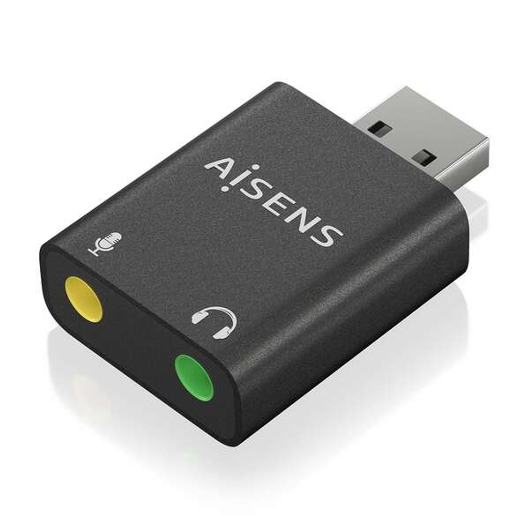 Aisens Conversor USB-A a Audio 48KHz - USB-A/M-2xJACK 3.5/H - Color Negro 1