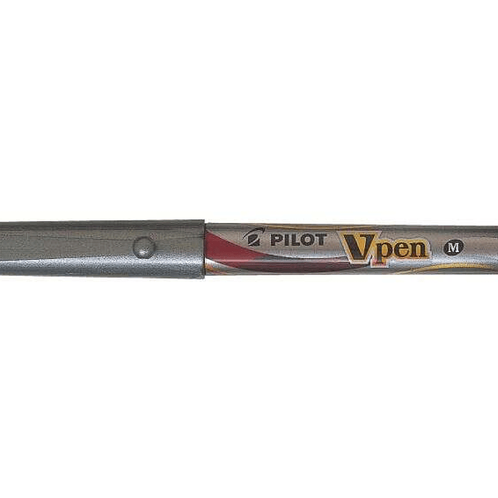 Pilot Pluma Estilografica V-Pen Silver - Desechable - Tinta Liquida - Punta de Acero - Trazo de 0.5mm - Color Rojo 1