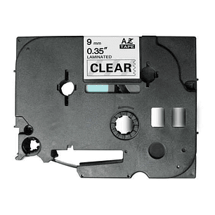 Brother TZe121 Cinta Laminada Generica de Etiquetas - Texto negro sobre fondo transparente - Ancho 9mm x 8 metros