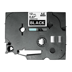 Brother TZe335 Cinta Laminada Generica de Etiquetas - Texto blanco sobre fondo negro - Ancho 12mm x 8 metros