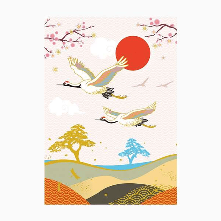 Pictura Zig-Zag Tarjeta Triptica de Felicitacion 15x22cm - Dieño Garzas - Incluye Sobre Blanco - Papel con Certificacion FSC 1