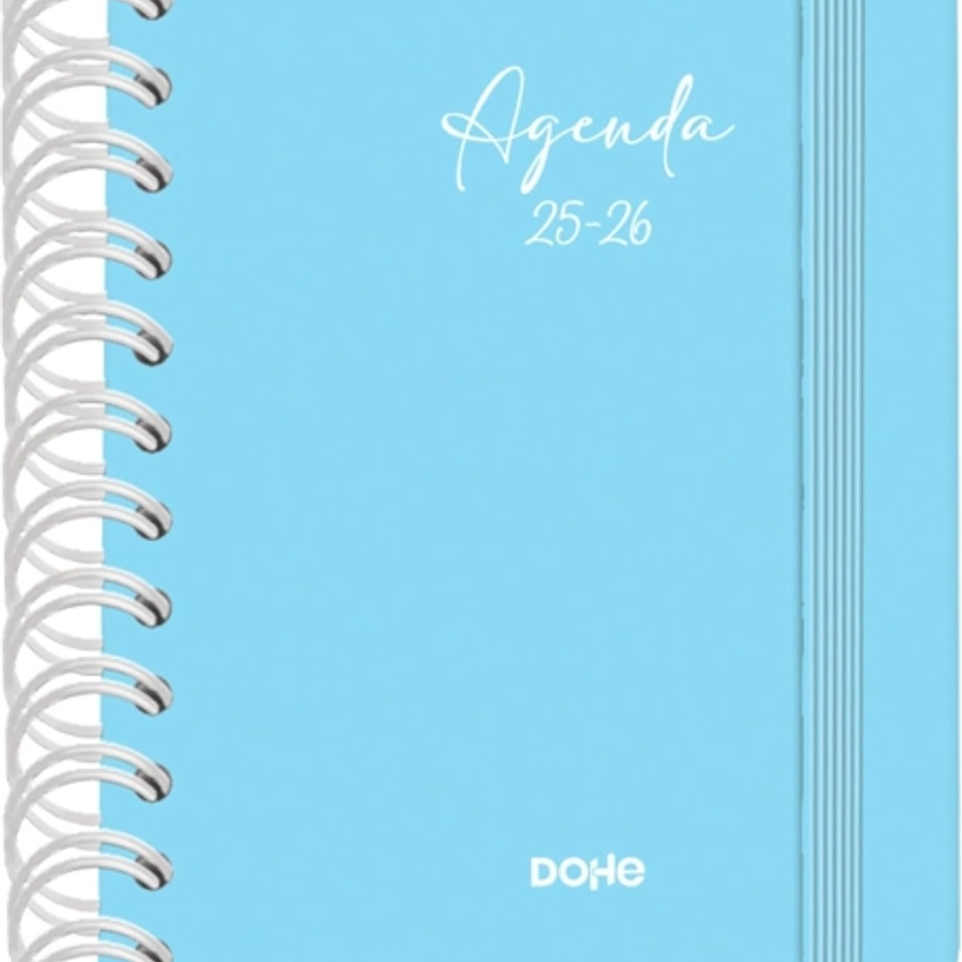 Dohe Serenity Agenda Escolar 25/26 Espiral Wireo A6 - Dia Pagina - Papel 80g/m2 - 4 Hojas de Pegatinas - Cubierta de Carton Plastificado - Cierre con 1