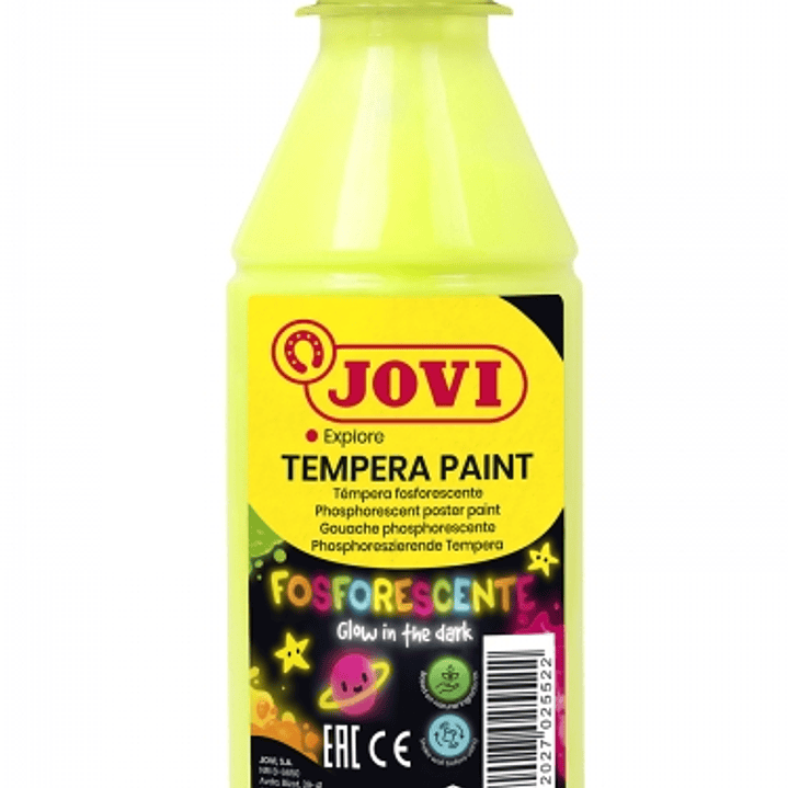 Jovi Tempera Paint Tempera Liquida Fosforescente 250ml - Brilla en la Oscuridad - Secado Rapido - Excelente Adherencia - Lista para Usar - Color Verde 1