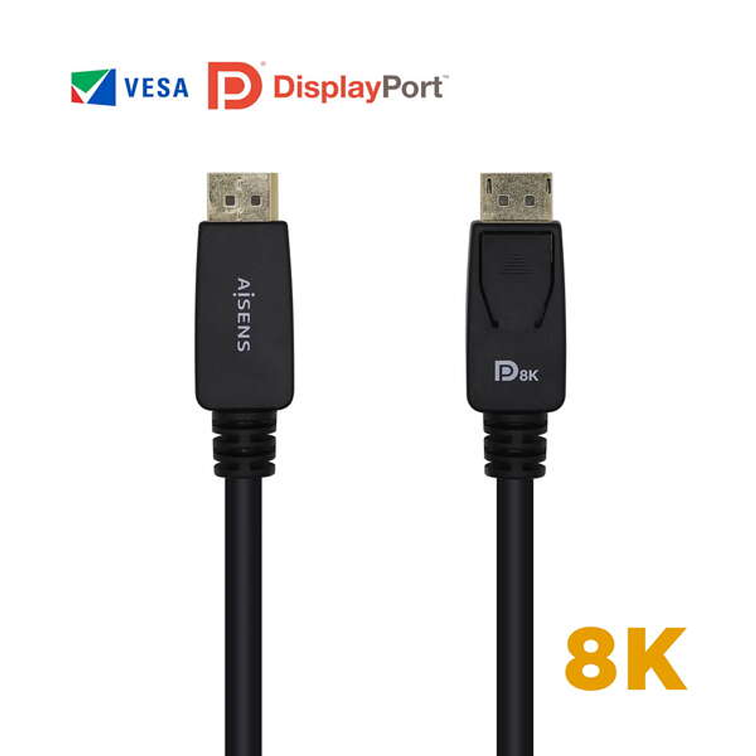 Aisens Cable Displayport Certificado V1.4 8K@60hz - DP/M-DP/M - 3.0m - Color Negro 1