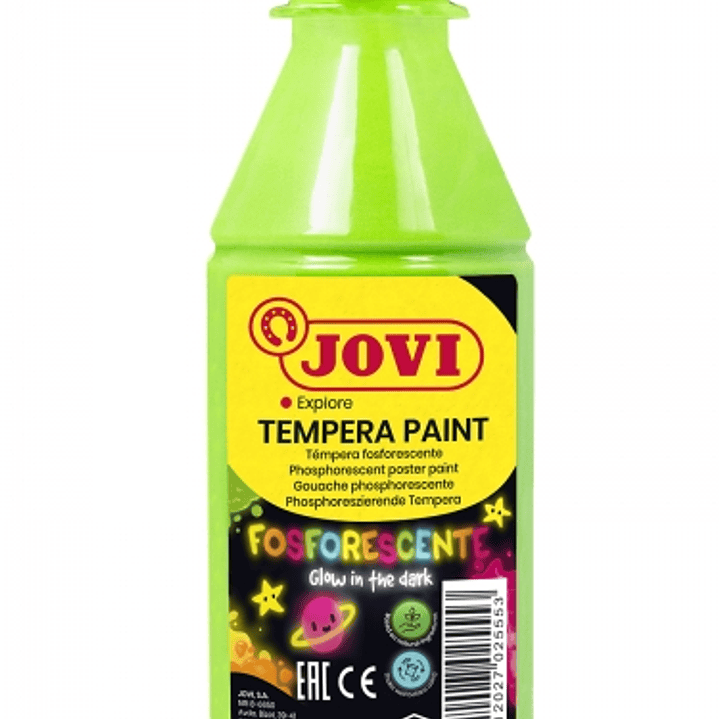 Jovi Tempera Paint Tempera Liquida Fosforescente 250ml - Brilla en la Oscuridad - Secado Rapido - Excelente Adherencia - Lista para Usar - Color Verde 1