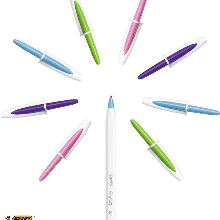 Bic Cristal Up Pack de 20 Boligrafos de Bola - Punta de 1.2mm - Tinta con Base de Aceite - Cuerpo Blanco - Colores Surtidos 1