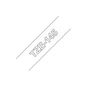 Brother TZe145 Cinta Laminada Generica de Etiquetas - Texto blanco sobre fondo transparente - Ancho 18mm x 8 metros