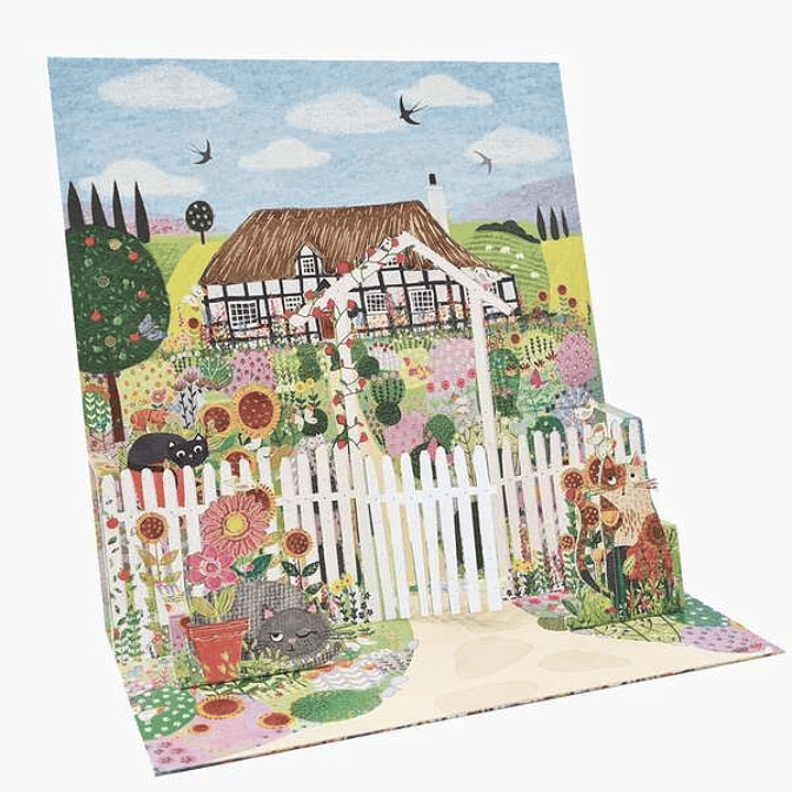 Pictura Tarjeta 3D Pop-Up - 16x16cm - Tematica Casa de Campo - Embolsada Individualmente - Incluye Sobre Blanco - Papel con Certificacion FSC 1