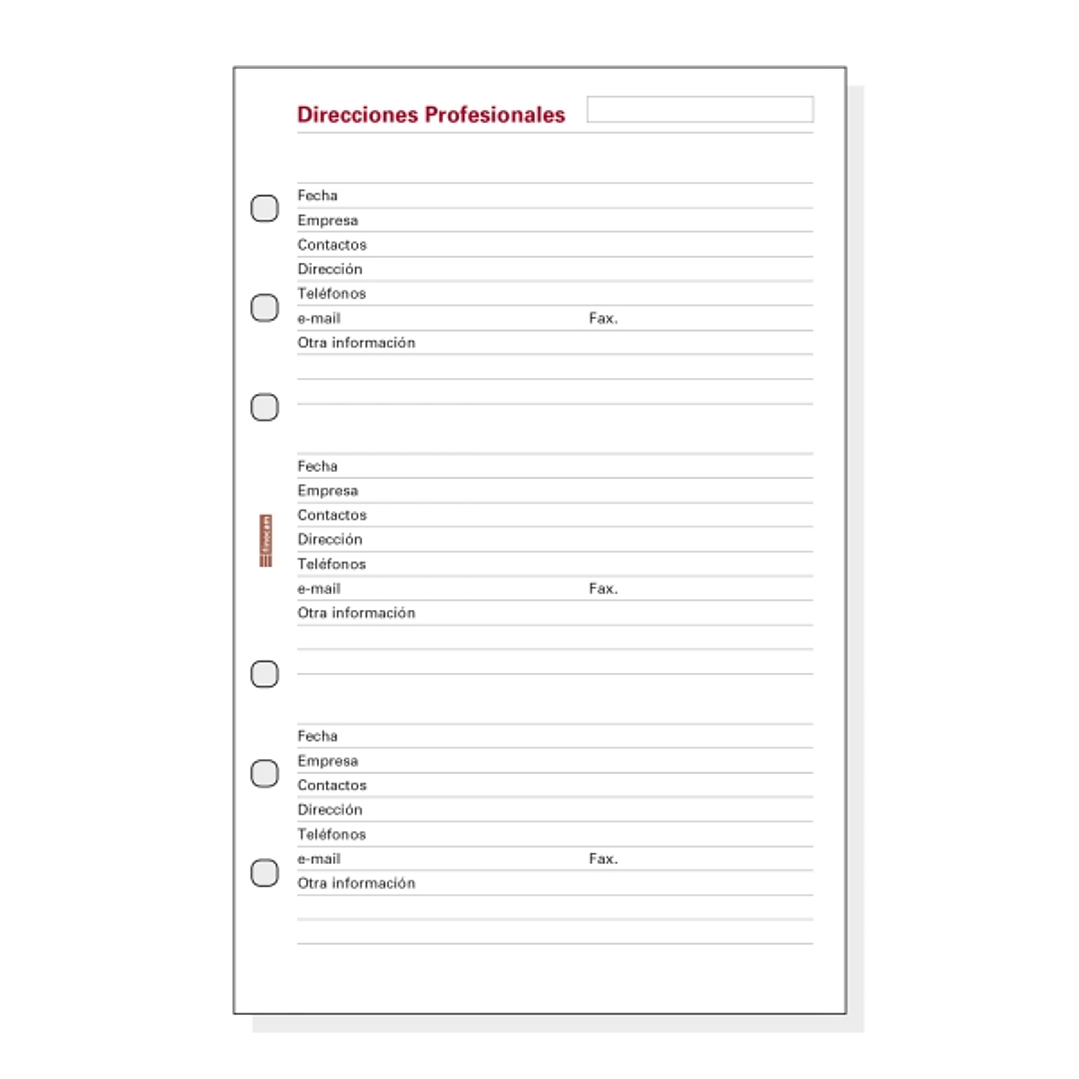 Finocam R551 Recambio Direcciones Profesionales para Agendas Open - Especial Direcciones Profesionales - Formato 500 - 117x5x181mm - Color Blanco 1