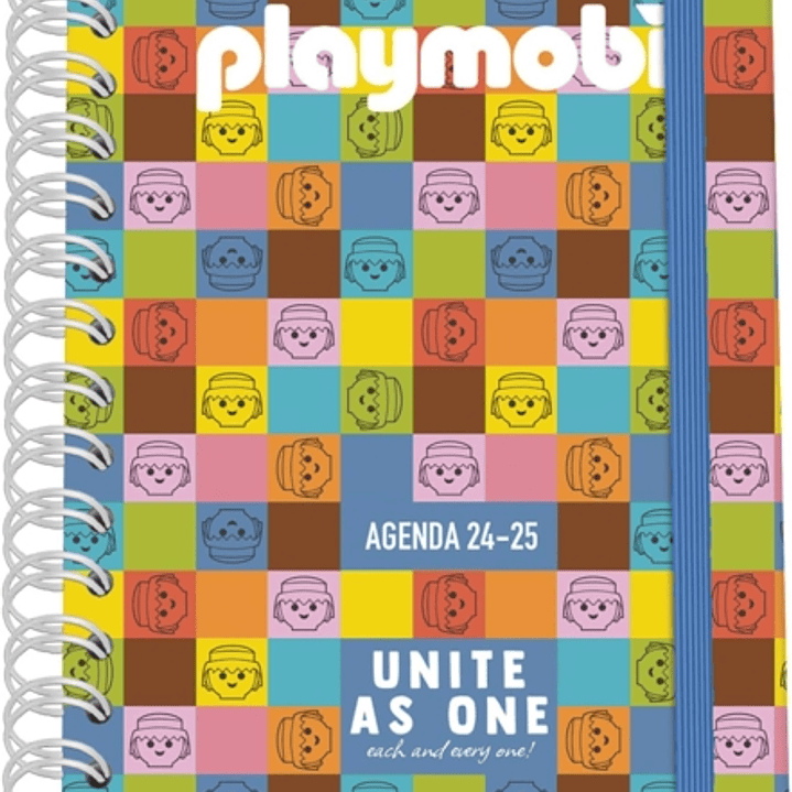 Dohe Playmobil Unite As One Agenda Escolar 25/26 Espiral Wireo A5 - Semana Vista - Papel 80g/m2 - 4 Hojas de Pegatinas - Cubierta de Carton Plastific 1