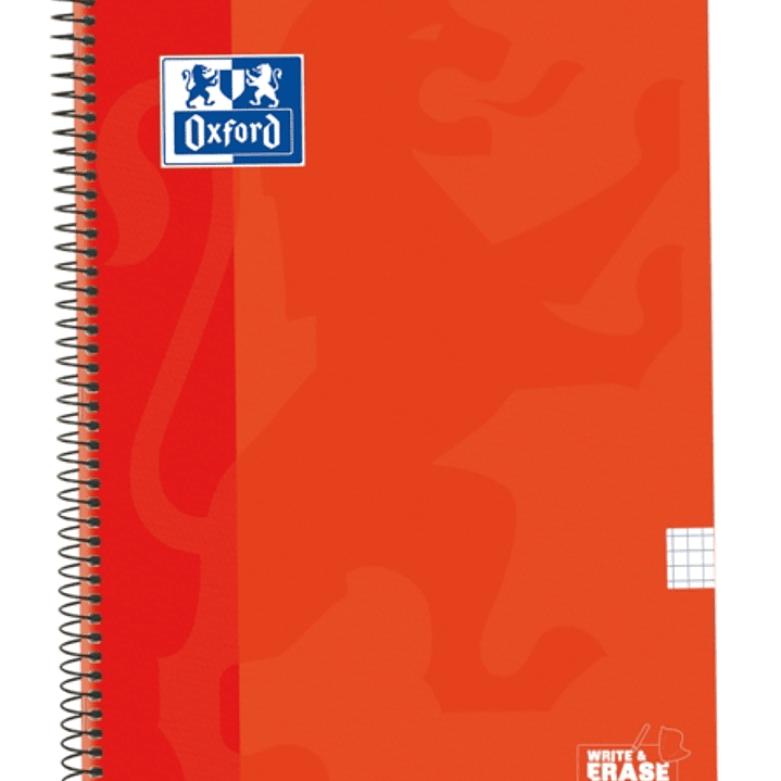 Oxford School Classic Cuaderno Espiral Tapa Extradura Write&Erase - Folio 4x4 con Margen - 80 Hojas - Color Naranja 1
