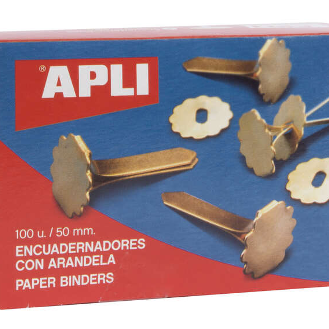 Apli Encuadernadores Metalicos con Arandela - 50mm - Incluyen Arandela para Embellecer y Evitar Rozaduras - Caja de 100 Unidades 1