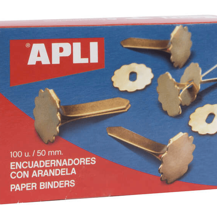 Apli Encuadernadores Metalicos con Arandela - 50mm - Incluyen Arandela para Embellecer y Evitar Rozaduras - Caja de 100 Unidades 1