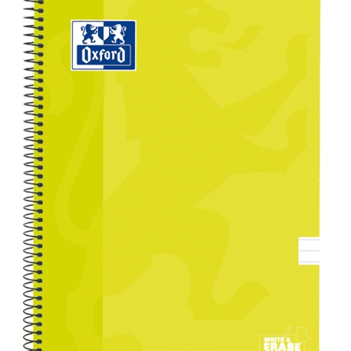 Oxford School Classic Cuaderno Espiral Tapa Extradura Write&Erase - Folio 1 Linea con Margen - 80 Hojas - Color Lima 1