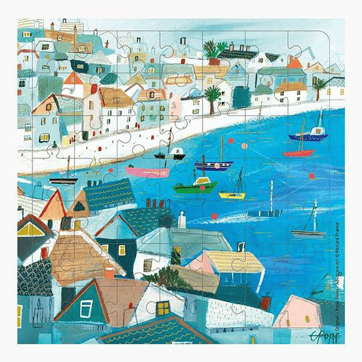 Pictura Tarjeta Puzzle Vista del Puerto de 49 Piezas + Tarjeta Plegada - Troquelado - 15.5x15.5cm - Incluye Sobre Blanco y Envoltorio de Celofan - Pap 1